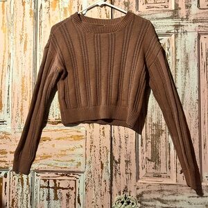 Aeropostale Women’s Brown Ribbed Crew Neck Sweater